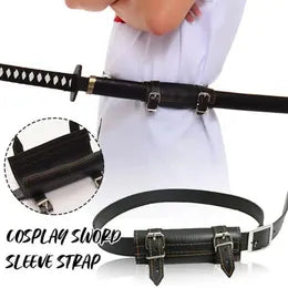 One Piece Cosplay PU Leather Sword Belt – Katana Holder Waist Black Belt for Anime Costume