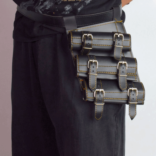 Katana Sword Holder Belt with Triple Strap Holster (Black / White) - Sword Holder Belt