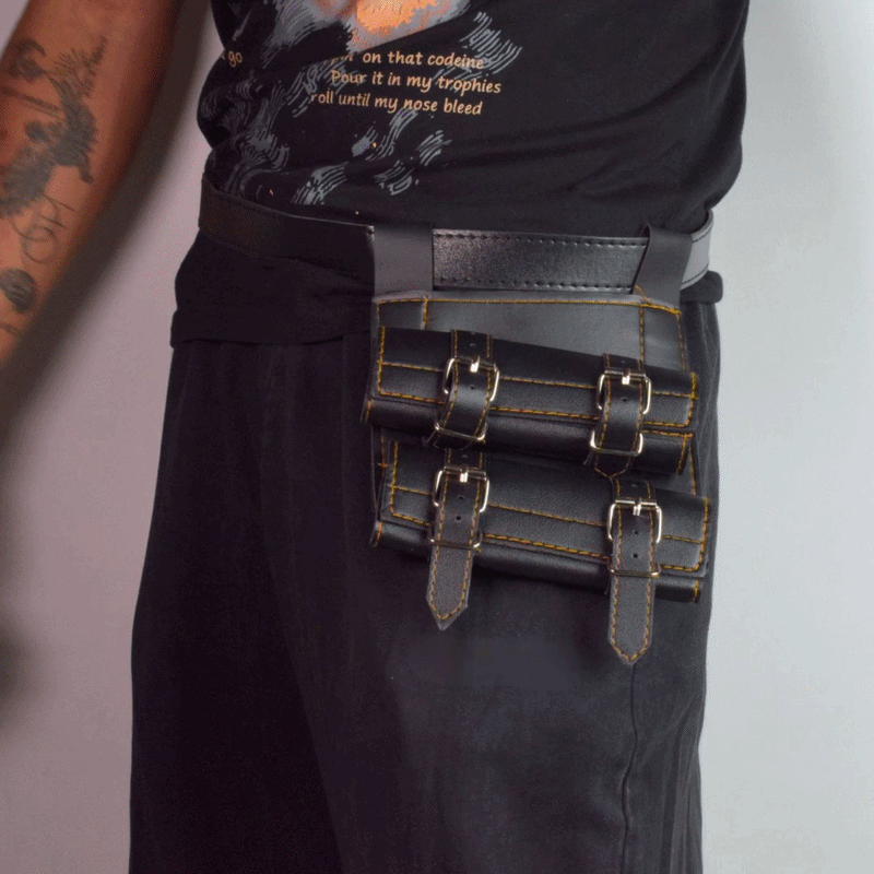 Katana Sword Holder Belt with Dual Holster (Black / White) - Sword Holder Belt