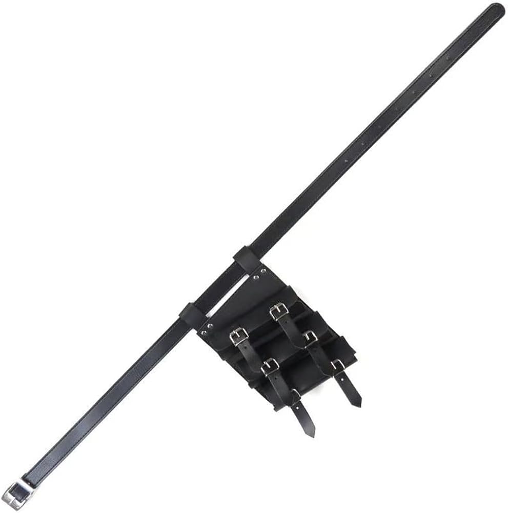 Black Katana Sword Holder Belt – Adjustable PU Leather Cosplay Waist Belt with Dual Holster