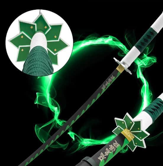 Sanemi Shinazugawa LED Nichirin Katana – Demon Slayer Light Up Anime Sword 100cm