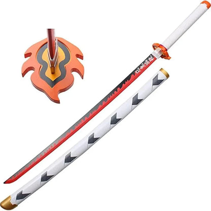Kyojuro Rengoku Katana – Demon Slayer Flame Nichirin Sword 104cm White Scabbard Version