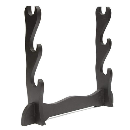 Triple Wooden Katana Display Stand – Sword Holder Rack for Swords