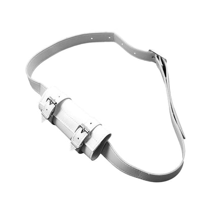 White Leather Sword Holder Belt – Adjustable Waist Belt with Frog Holster for Katana & Scabbard