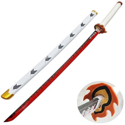 Rengoku Kyojuro LED Nichirin Katana – Demon Slayer Light Up Wooden Sword 104cm