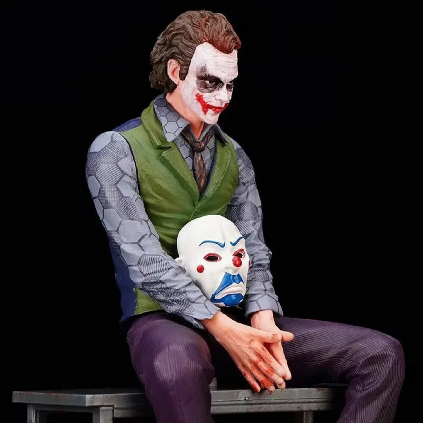 DC Joker Seated Collector Figure with Mask | Trade Supply