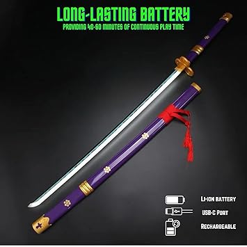 Roronoa Zoro Enma LED Katana (Purple/Black) – One Piece Anime Cosplay Sword 104cm
