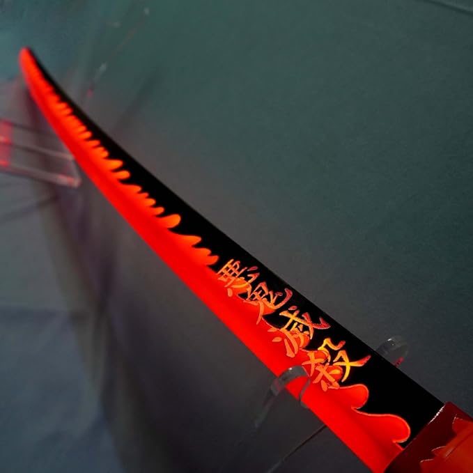 Rengoku Kyojuro LED Nichirin Katana – Demon Slayer Light Up Wooden Sword 104cm