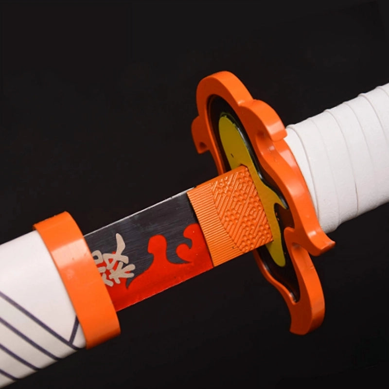 Kyojuro Rengoku Katana – Demon Slayer Flame Nichirin Sword 104cm White Scabbard Version