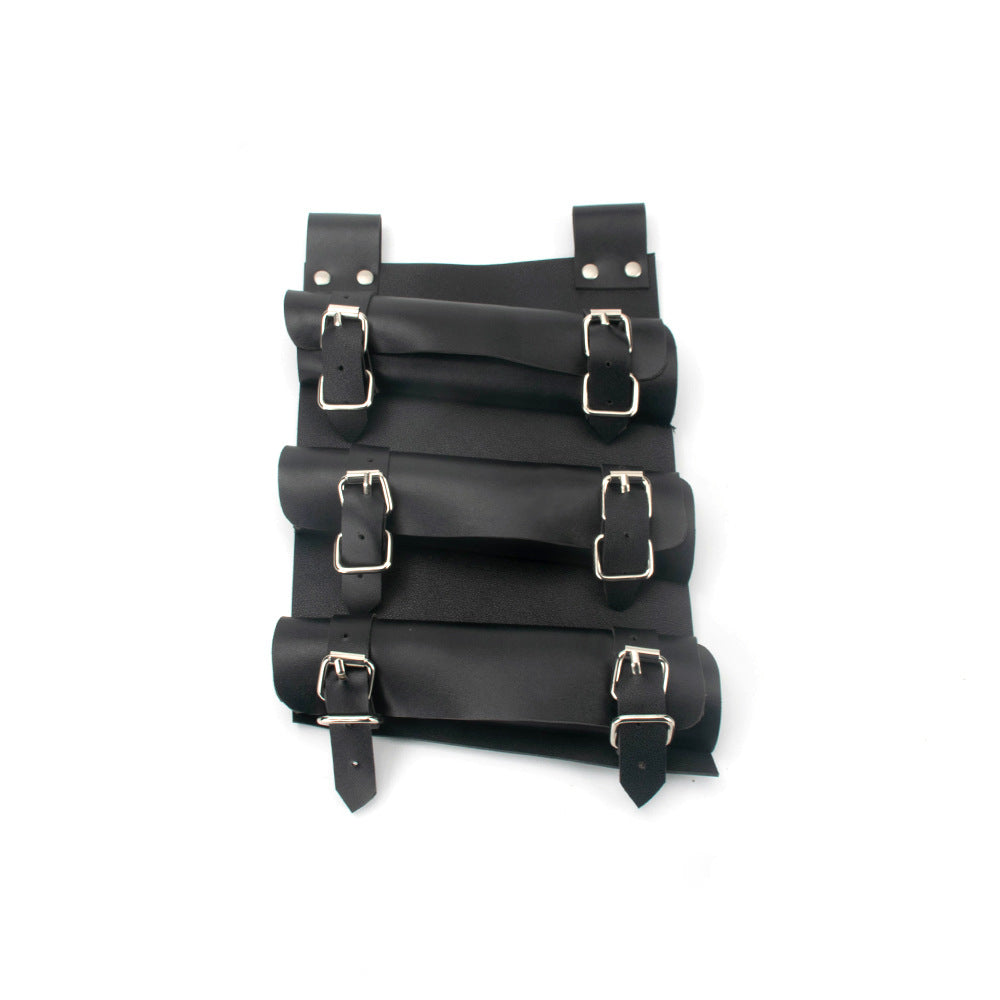 Black Katana Sword Holder Belt – Adjustable PU Leather Cosplay Waist Belt with Triple Strap Holster