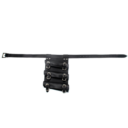 Black Katana Sword Holder Belt – Adjustable PU Leather Cosplay Waist Belt with Triple Strap Holster