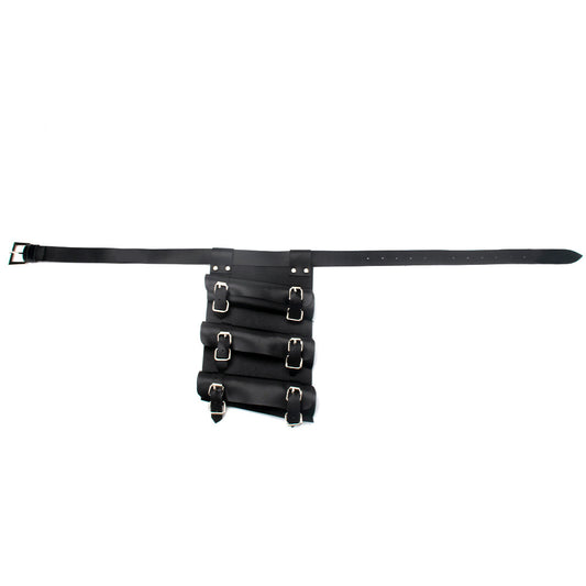 Black Katana Sword Holder Belt – Adjustable PU Leather Cosplay Waist Belt with Triple Strap Holster