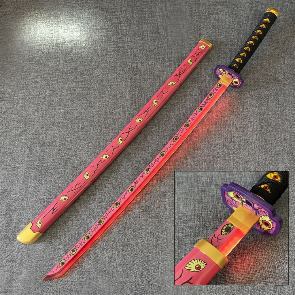 Kokushibo LED Katana – Demon Slayer Wooden Cosplay Sword 104cm